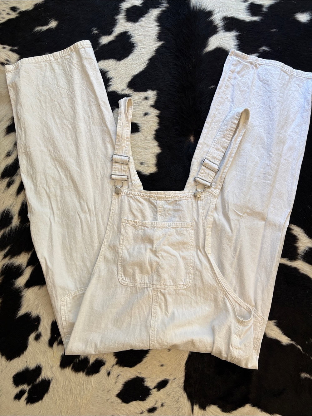 Pull&Bear White Cotton Overall Jumpsuit with Front Pocket